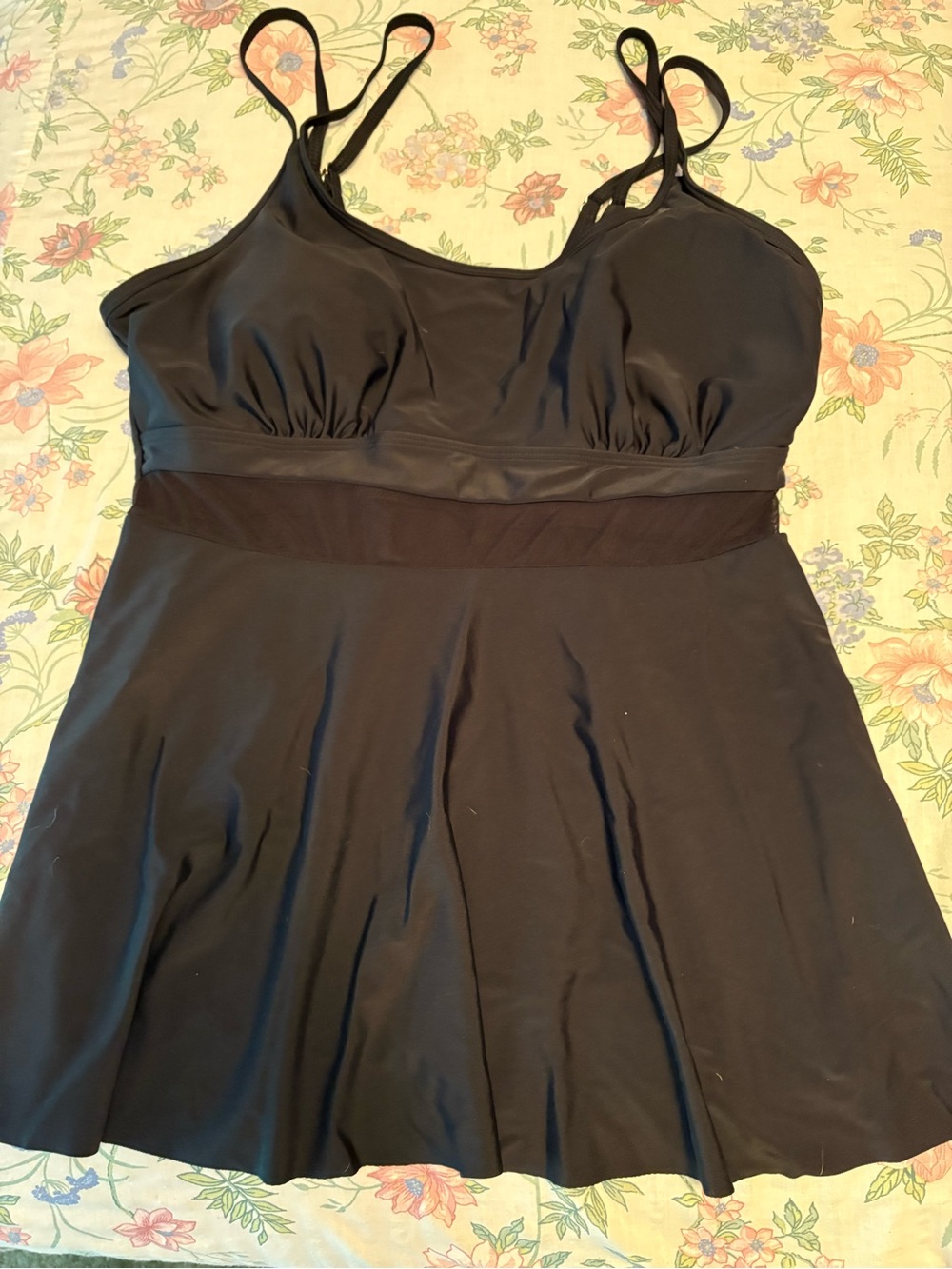Black Full-Coverage Swimdress with Skirt